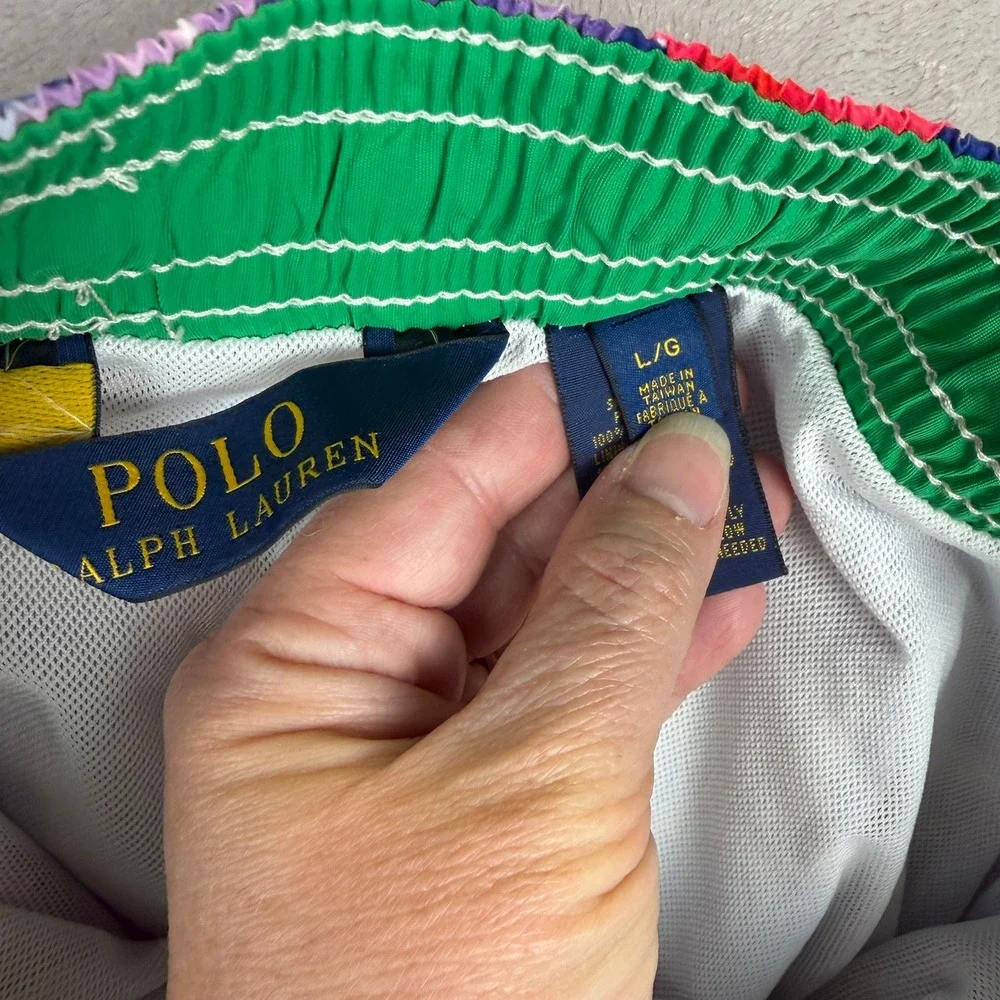 Polo Ralph Lauren Mens Floral Hibiscus Swim‎ Trunks Navy Blue Tropical Shorts 30